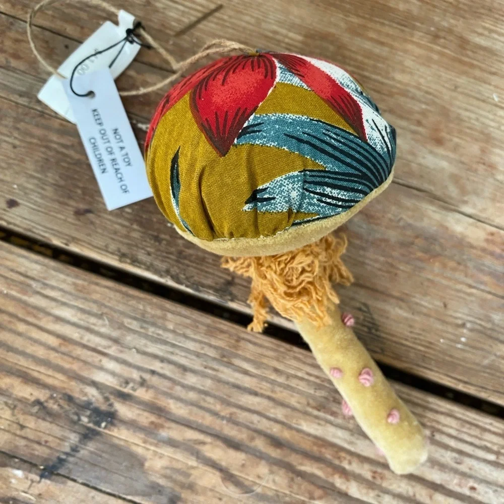 NWT Anthropologie Terrain Velvet Cotton Mushroom Christmas Tree Ornament